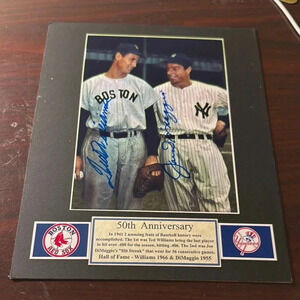 Boston Red Sox and New York Yankees 50th Anniversary Signed Photo DiMaggio ted
